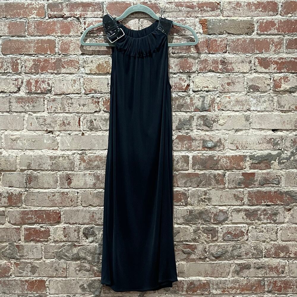 Yigal Azrouel Black Belted Neck Dress Size 1 Fits‎ Like Size 2